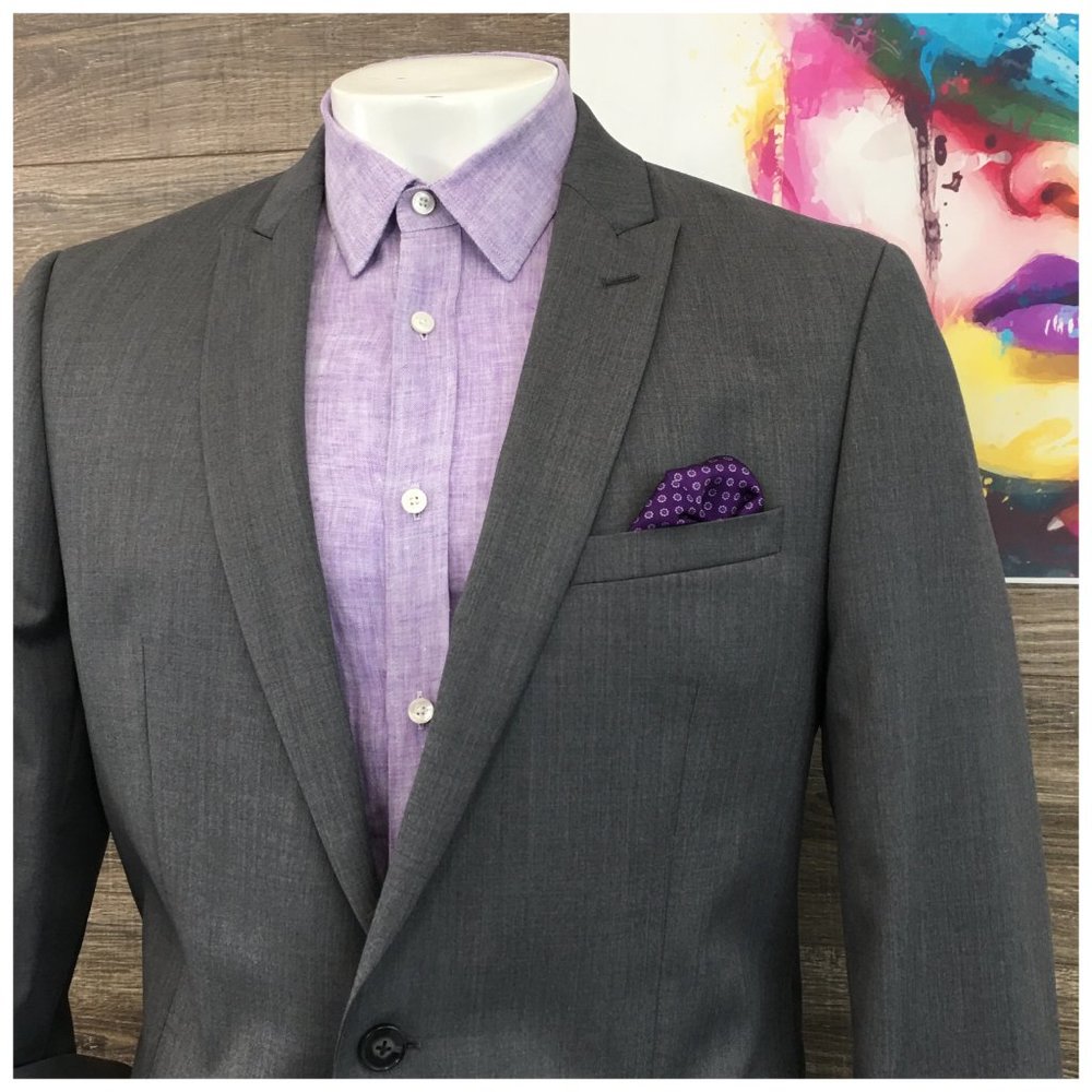 Calvin Klein Mens Blazer Sport Coat Two Button Wool Jacket 46L Slim Casual Suits - Picture 2 of 13